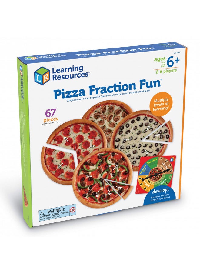 Learning Resources Pizza Fraction Fun Game, 13 Fraction Pizzas, 67 Piece Game, Ages 6+