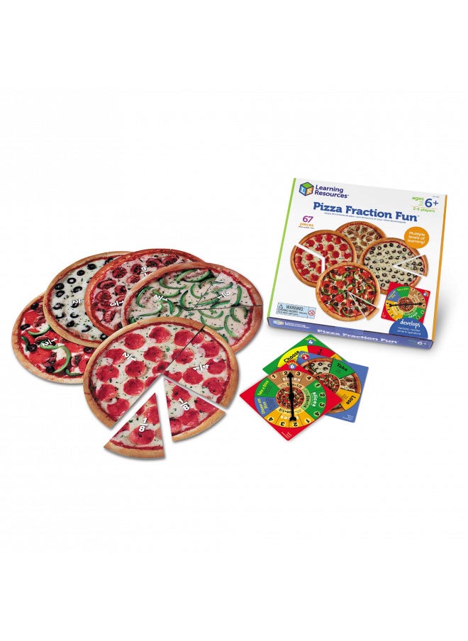 Learning Resources Pizza Fraction Fun Game, 13 Fraction Pizzas, 67 Piece Game, Ages 6+