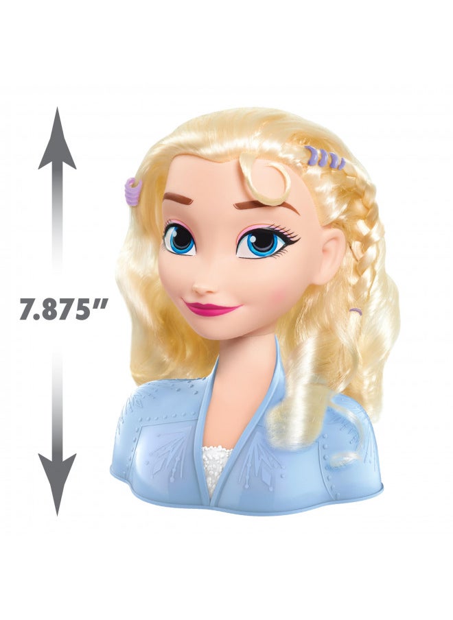 Disney Frozen 2 Elsa Styling Head, 14-Pieces Include Wear and Share Accessories, Blonde, Hair Styling for Kids, by Just Play