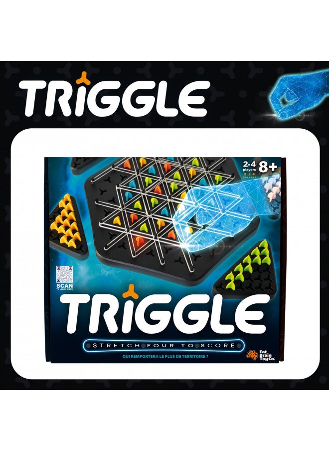 Fat Brain Toys Triggle - Stretch Four to Score [Fun Family Brainteaser Strategy Game for Kids, Teens, & Adults] Rubber Band Triangle Game