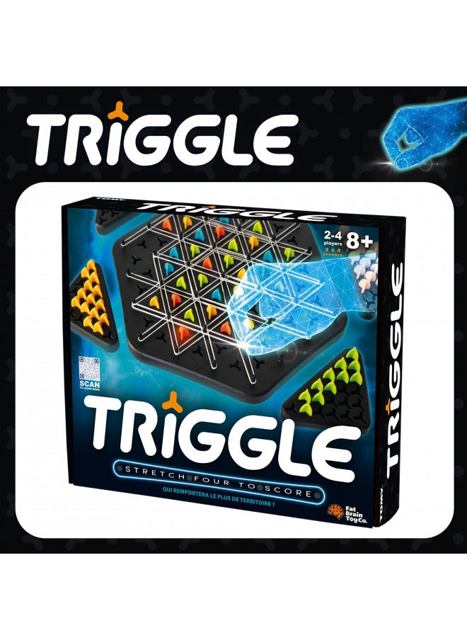 Fat Brain Toys Triggle - Stretch Four to Score [Fun Family Brainteaser Strategy Game for Kids, Teens, & Adults] Rubber Band Triangle Game