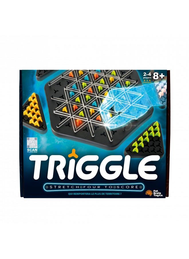 Fat Brain Toys Triggle - Stretch Four to Score [Fun Family Brainteaser Strategy Game for Kids, Teens, & Adults] Rubber Band Triangle Game