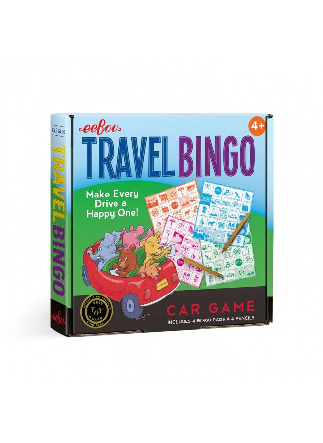 eeBoo: Travel Bingo Game, Make Every Drive a Happy One! Car Game, includes 4 Bingo Pads & 4 Pencils, Develops Observational Skills, Patience, and Simple Logic, for 1 to 4 Players