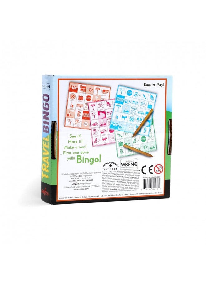 eeBoo: Travel Bingo Game, Make Every Drive a Happy One! Car Game, includes 4 Bingo Pads & 4 Pencils, Develops Observational Skills, Patience, and Simple Logic, for 1 to 4 Players