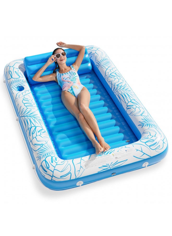 Inflatable Tanning Pool Lounger Float - Jasonwell 4 in 1 Sun Tan Tub Sunbathing Pool Lounge Raft Floatie Toys Water Filled Bed Mat Pad for Adult Blow Up Kiddie Pool Kids Ball Pit Pool (L)