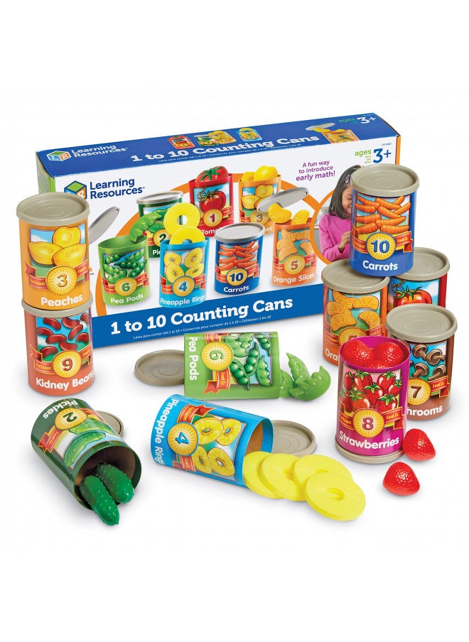 Learning Resources One To Ten Counting Cans - 65 Pieces, Ages 3+ Toddler Learning Toys, Preschool Pretend Play Toys, Supermarket Toys