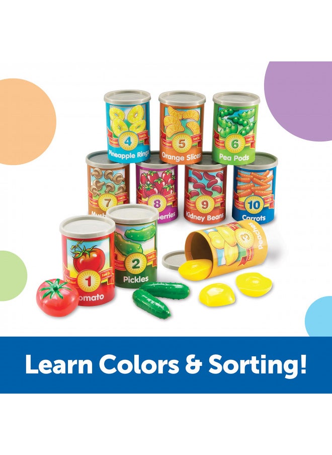 Learning Resources One To Ten Counting Cans - 65 Pieces, Ages 3+ Toddler Learning Toys, Preschool Pretend Play Toys, Supermarket Toys