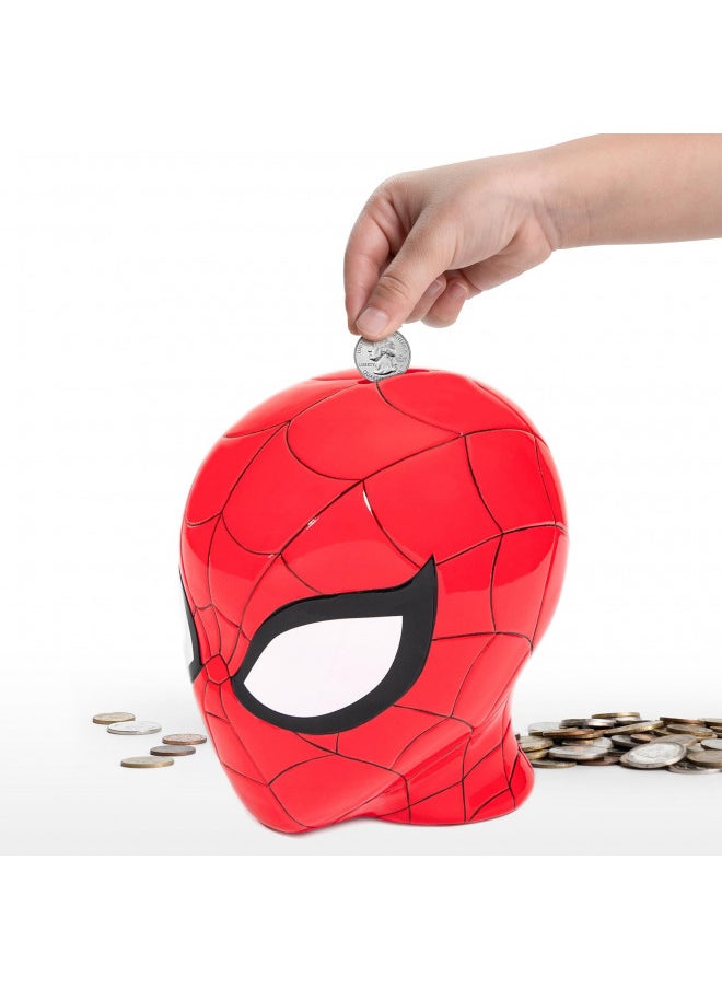 Marvel Spiderman Ceramic Coin Bank Kids Décor Money Saving Piggy Bank (Official Marvel Product)