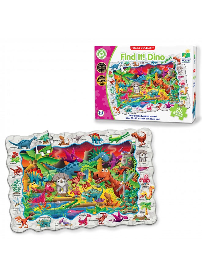 The Learning Journey Puzzle Doubles - Find It! Dinosaurs - Dino Floor Puzzle, Dino Puzzle, Kids Dinosaur Puzzle, Jumbo Puzzle For Kids Ages 3-5, Award Winning Educational Toys