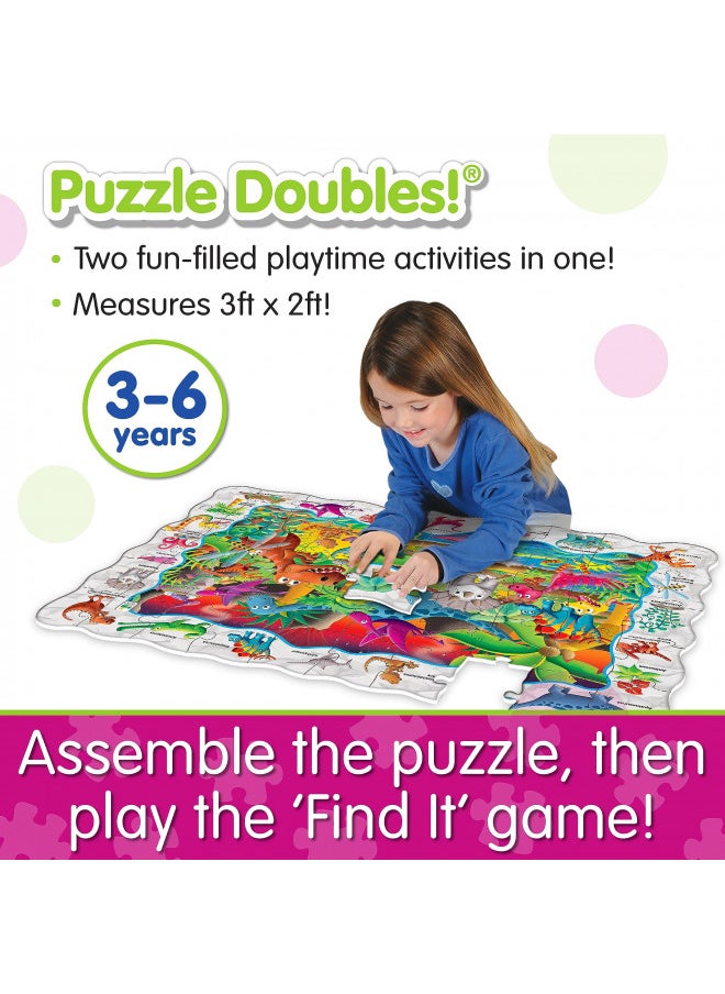 The Learning Journey Puzzle Doubles - Find It! Dinosaurs - Dino Floor Puzzle, Dino Puzzle, Kids Dinosaur Puzzle, Jumbo Puzzle For Kids Ages 3-5, Award Winning Educational Toys