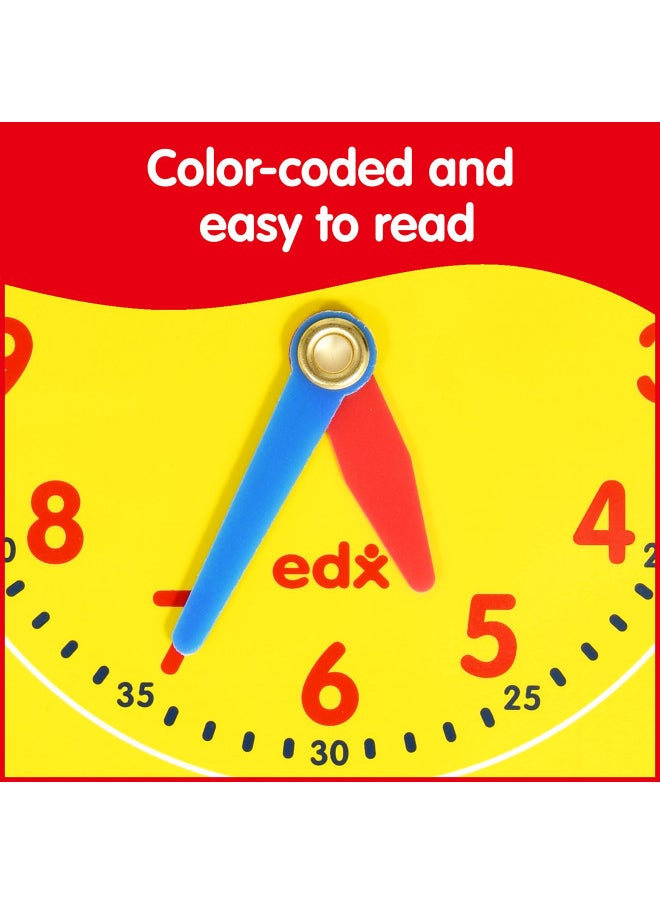 edxeducation Write-On Wipe-Off Clock Dials - Set of 5 - Clock for Kids Learning to Tell Time - Analog Clock with Movable Hands