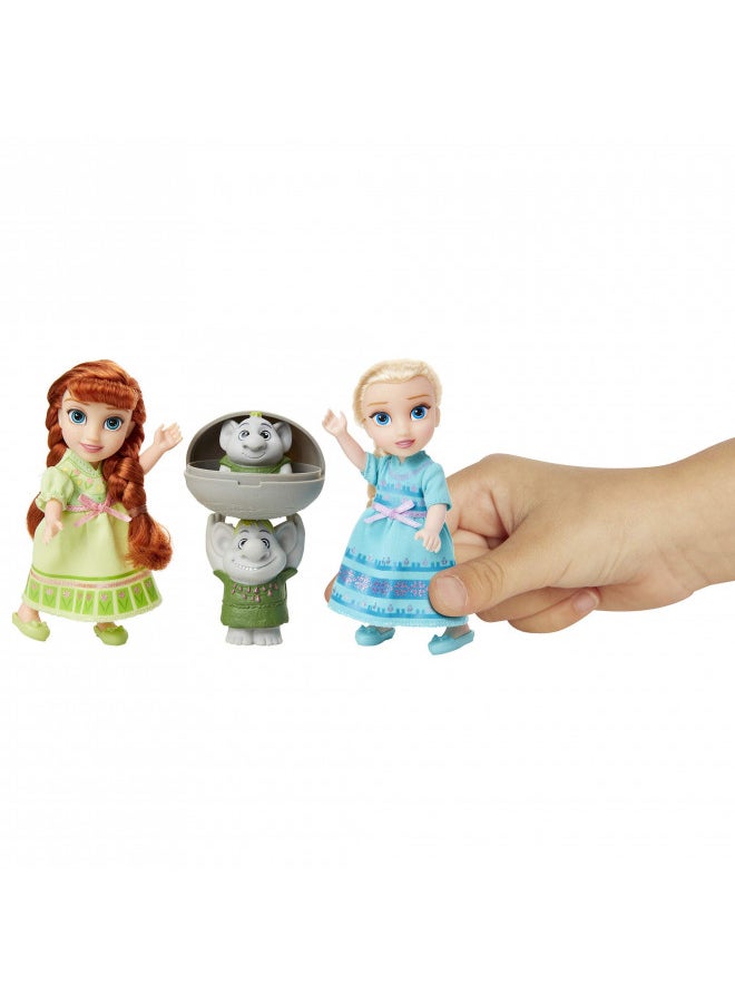 Disney Frozen Petite Anna & Elsa Dolls with Surprise Trolls Gift Set, Each Doll is Approximately 6 inches Tall - Includes 2 Troll Friends! Perfect for Any Frozen Fan!