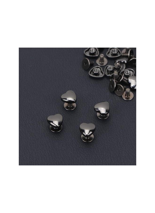 Metal Heart Shape Decoration Stud Rivets for Belt Clothes Purse Handbag Leather Craft DIY Embellishments Accessories 20pcs (Black)