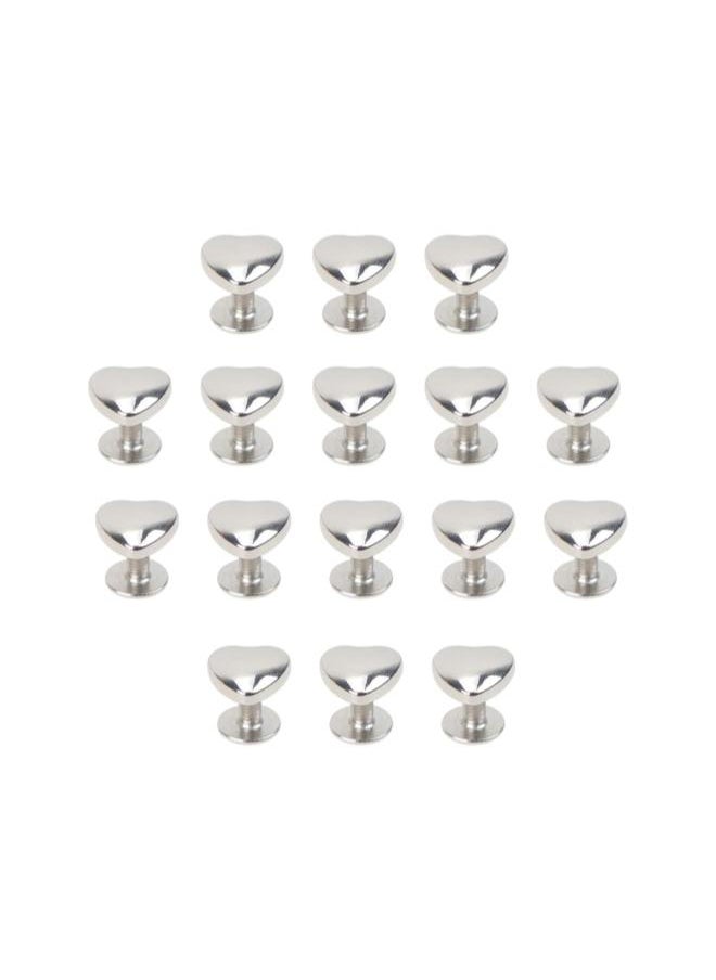 Metal Heart Shape Decoration Stud Rivets for Belt Clothes Purse Handbag Leather Craft DIY Embellishments Accessories 20pcs (Silver)