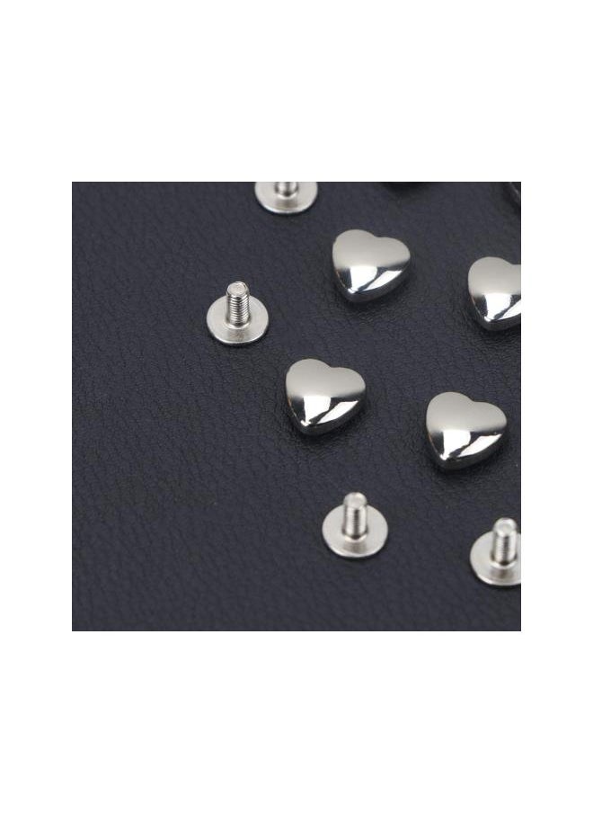 Metal Heart Shape Decoration Stud Rivets for Belt Clothes Purse Handbag Leather Craft DIY Embellishments Accessories 20pcs (Silver)