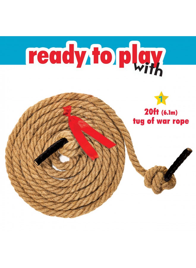 Franklin Sports Franklin Field Day Tug of War Rope with Flag for Kids and Adults - Perfect for Team Building - 20ft Long,Brown