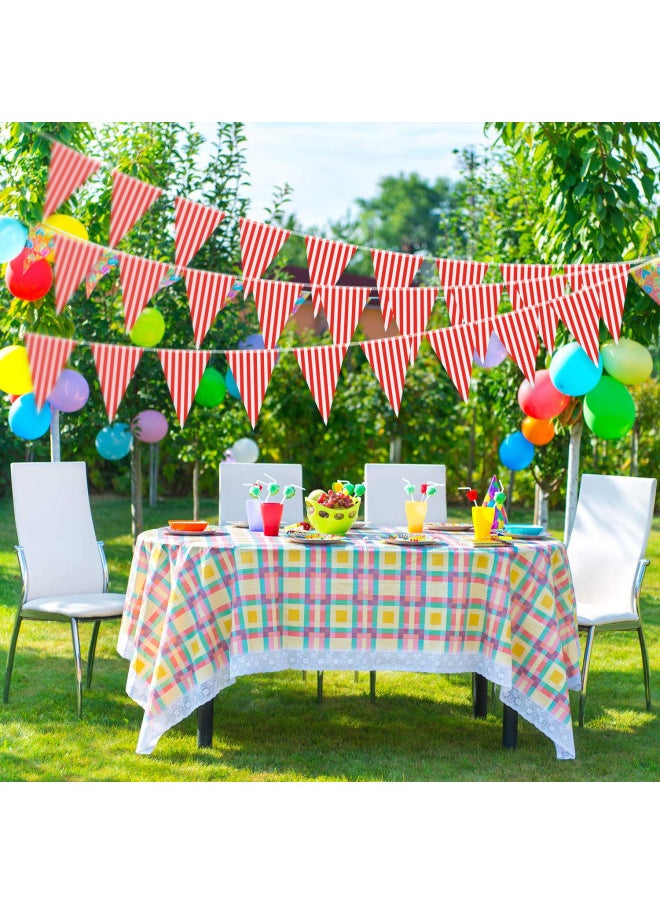 5 Packs Carnival Circus Party Decorations Supplies, Circus Carnival Bunting Banner, Red and White Pennant Banner Triangle Bunting Flag for Carnival Birthday Party, 7.4 x 10.8 Inch