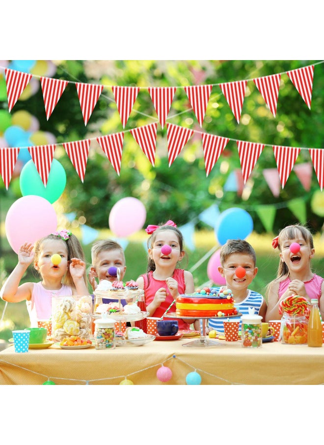 5 Packs Carnival Circus Party Decorations Supplies, Circus Carnival Bunting Banner, Red and White Pennant Banner Triangle Bunting Flag for Carnival Birthday Party, 7.4 x 10.8 Inch