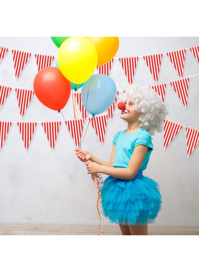 5 Packs Carnival Circus Party Decorations Supplies, Circus Carnival Bunting Banner, Red and White Pennant Banner Triangle Bunting Flag for Carnival Birthday Party, 7.4 x 10.8 Inch