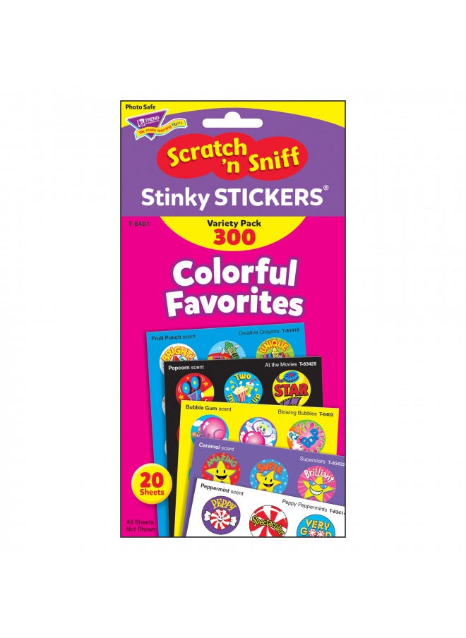 TREND ENTERPRISES: Colorful Favorites, Scented Scratch 'N Sniff Stinky Stickers, Fun for Rewards, Incentives, Crafts and as Collectibles, 21 Different Designs, 20 Sheets Included, For Ages 3 and Up