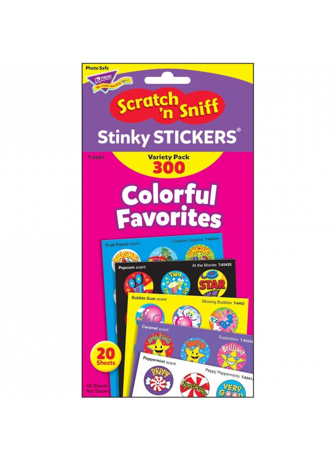 TREND ENTERPRISES: Colorful Favorites, Scented Scratch 'N Sniff Stinky Stickers, Fun for Rewards, Incentives, Crafts and as Collectibles, 21 Different Designs, 20 Sheets Included, For Ages 3 and Up