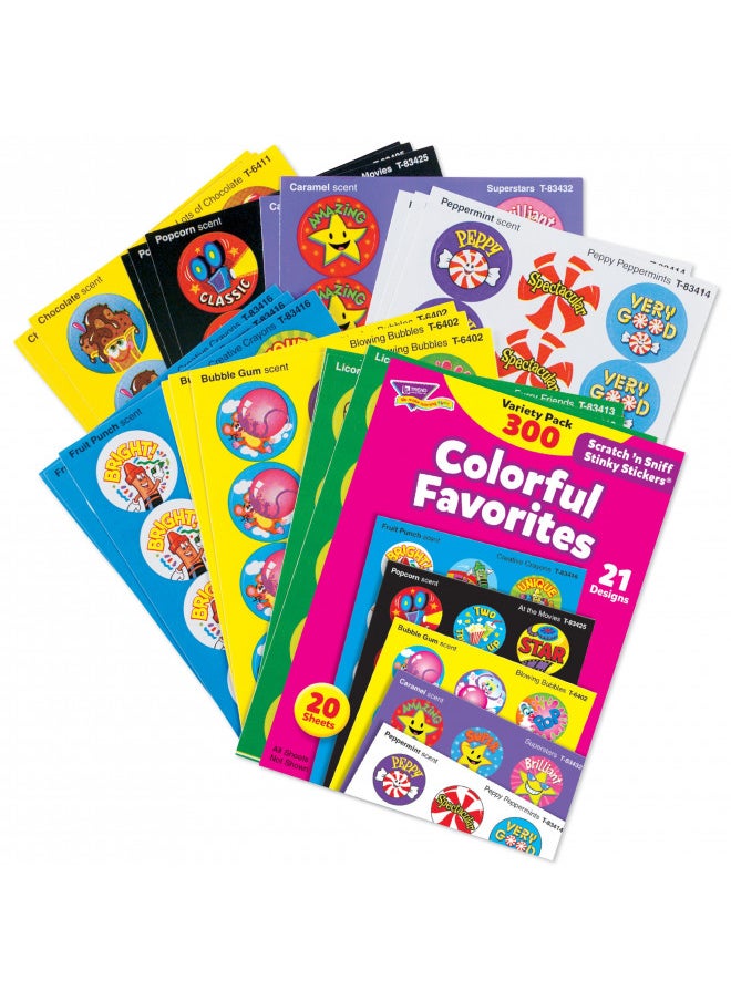 TREND ENTERPRISES: Colorful Favorites, Scented Scratch 'N Sniff Stinky Stickers, Fun for Rewards, Incentives, Crafts and as Collectibles, 21 Different Designs, 20 Sheets Included, For Ages 3 and Up