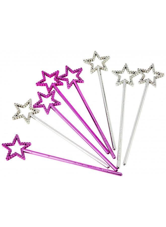 Silver & Pink Mini Plastic Star Wands (24cm) 8 Count - Perfect for Magical Celebrations