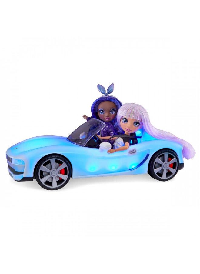 Rainbow High Color Change Car Convertible Vehicle, 8-in-1 Light-Up, Multicolor with Wheels That Move, Working Seat Belts, Steering Wheel. Fits 2 Fashion Dolls, Toy Gift for Kids Ages 6 7 8+ to 12