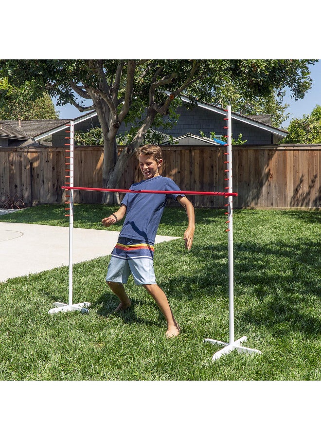 GoSports Get Low Limbo Premium Wooden Limbo Game, Sets up in Seconds - Fun for Kids & Adults, White, Red