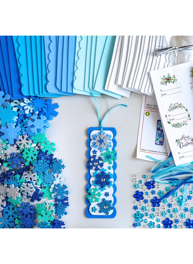 Winlyn 24-Set Winter Craft Kits - 3D Snowflake Bookmarks, Foam Stickers, and Arts & Crafts for Kids' Holiday Gifts and Activities