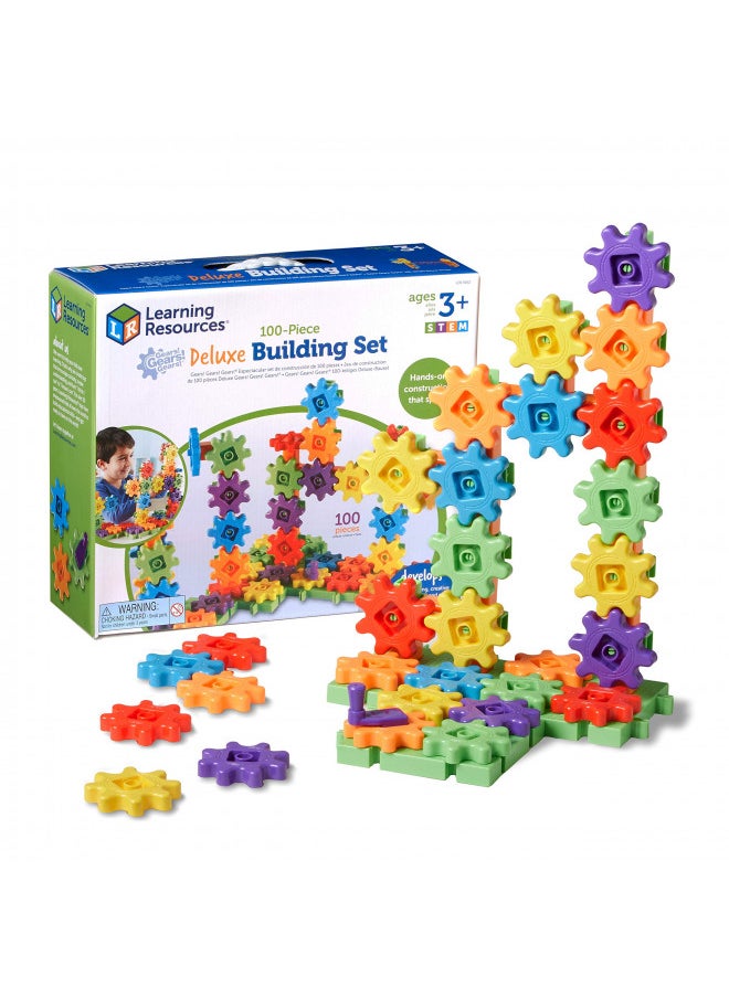 Learning Resources Gears! Gears! Gears! 100-Piece Deluxe Building Set, STEM Construction Toy Set, 100 Pieces, Ages 3+