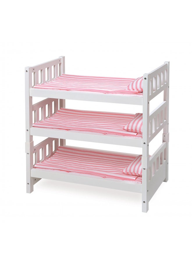 Badger Basket Toy 1-2-3 Convertible Doll Bunk Bed with Storage Baskets and Personalization Kit for 20 inch Dolls - Pink Stripe