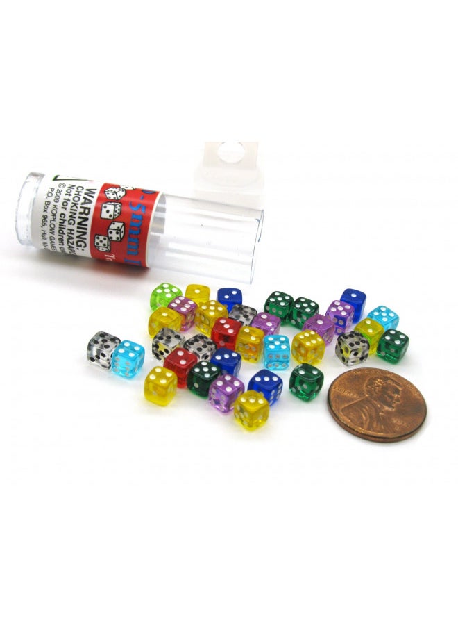 Tiny Dice: Deluxe Transparent: 30pc Assorted Colours