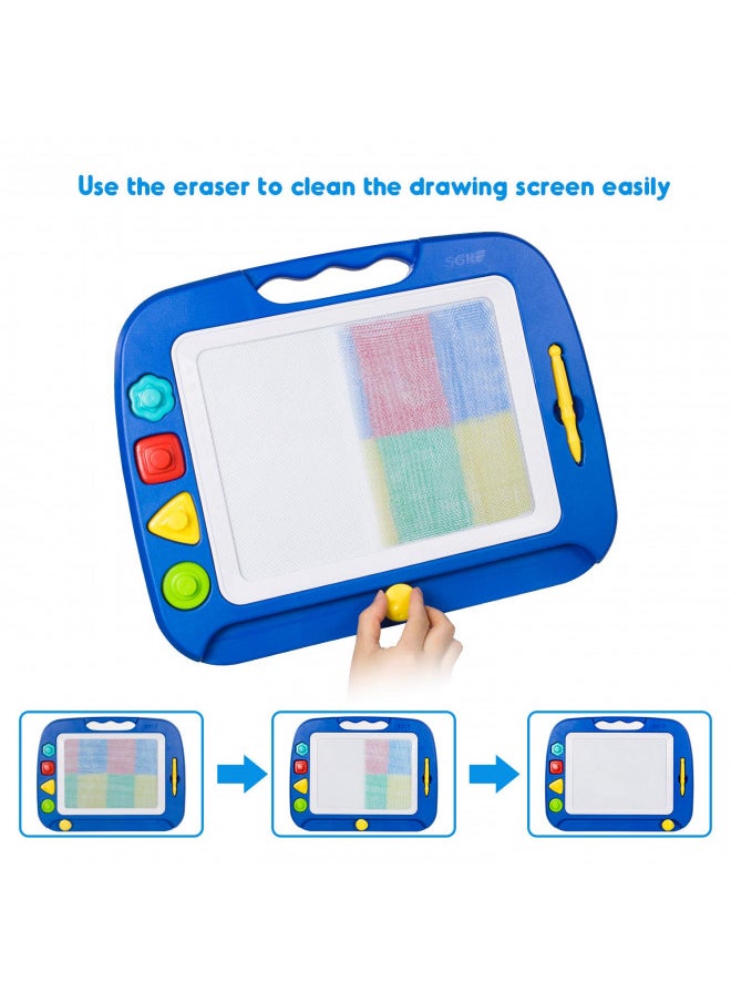 SGILE Magnetic Drawing Board Toy for Kids, Large Doodle Board Writing Painting Sketch Pad, Blue