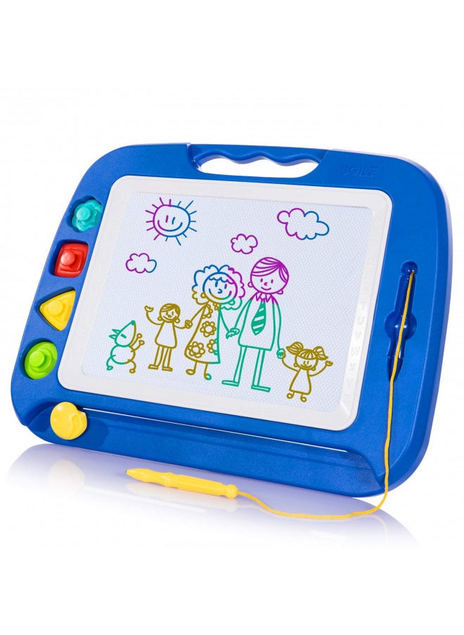 SGILE Magnetic Drawing Board Toy for Kids, Large Doodle Board Writing Painting Sketch Pad, Blue