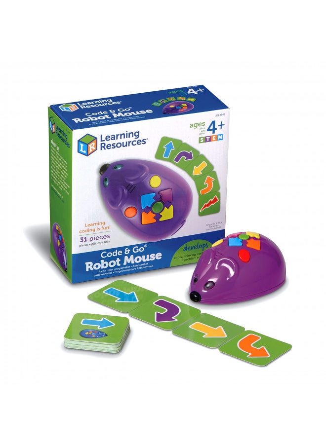 Learning Resources Code & Go Robot Mouse - 31 Pieces, Ages 4+, Coding STEM Toys, Screen-Free Coding Toys for Kids