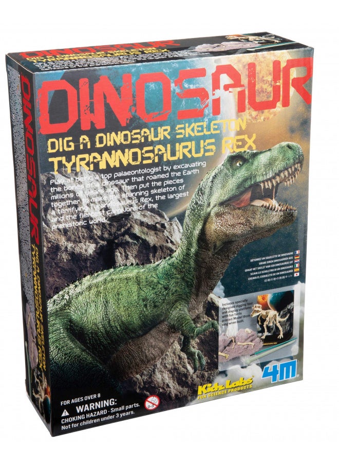 4M KidzLabs Dig A Dino Tyrannosaurus Rex, Paleontology Skeleton Fossil Dinosaur Discovery - STEM Toys Educational Gift for Kids & Teens, Girls & Boys