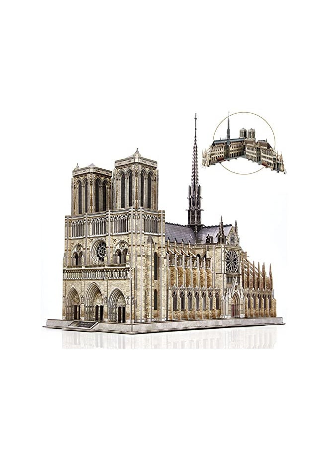 CubicFun 3D Puzzle for Adults Moveable Notre Dame de Paris Church Model Kits Large Challenge French Cathedral Brain Teaser Architecture Building Puzzles, 293 Pieces