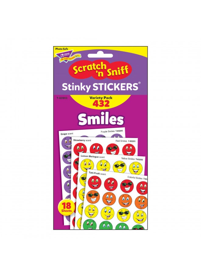 TREND ENTERPRISES: Smiles, Scented Scratch 'N Sniff Stinky Stickers, Fun for Rewards, Incentives, Crafts and as Collectibles, 36 Different Designs, 18 Sheets Included, For Ages 3 and Up