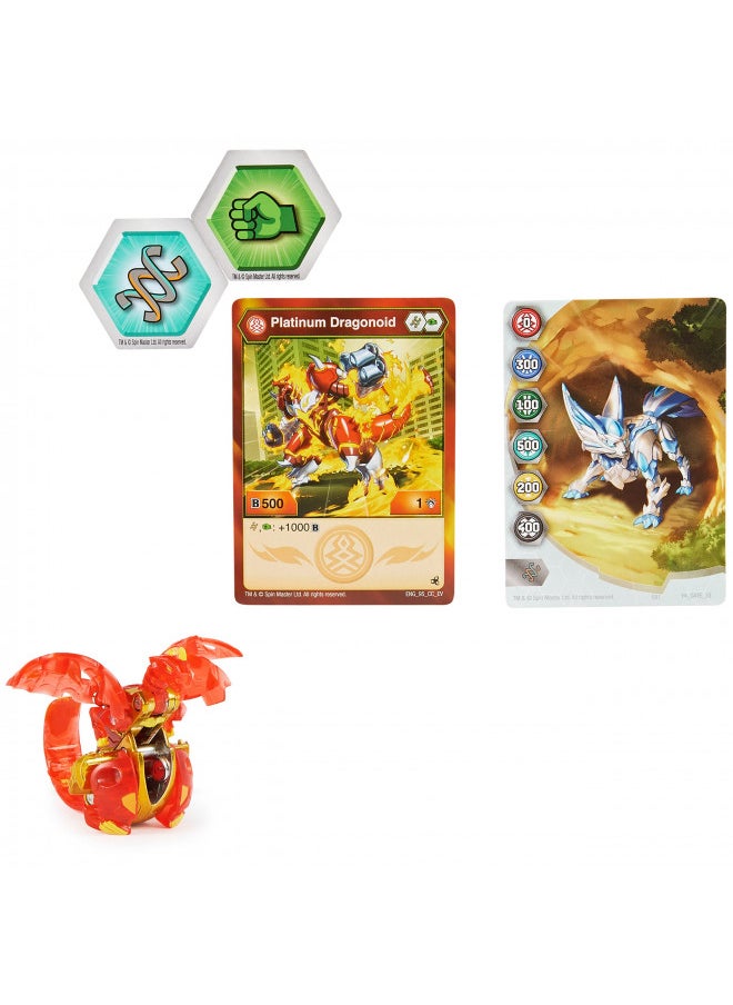 Bakugan Evolutions, Dragonoid (Red), Platinum Series True Metal Bakugan, 2 BakuCores and Character Card, Kids Toys for Boys, Ages 6 and Up