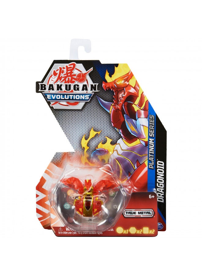 Bakugan Evolutions, Dragonoid (Red), Platinum Series True Metal Bakugan, 2 BakuCores and Character Card, Kids Toys for Boys, Ages 6 and Up