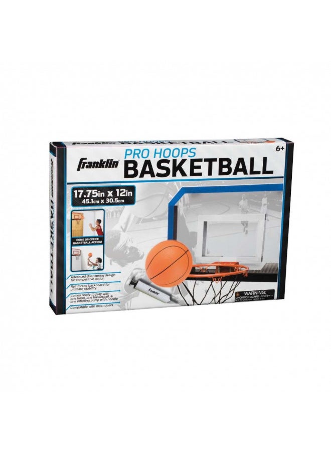Franklin Sports Over the Door Indoor Basketball Hoop - Kids Mini Hoop for Bedroom - Steel Rim Mini Hoop - Includes Ball and Pump - Blue