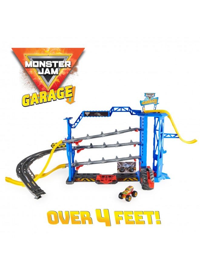 Monster Jam Garage and Storage with Exclusive Grave Digger Monster Truck, Lights & Sounds, Kids Motor Vehicle Playset for Boys and Girls Ages 3 and up