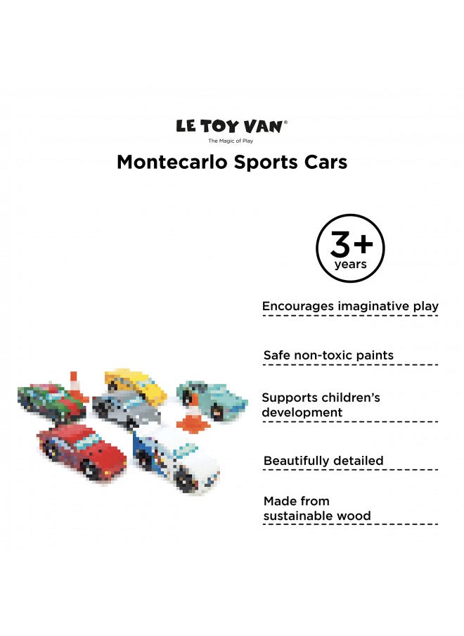 Le Toy Van Motors, Planes & Garages, Montecarlo Sports Cars Premium Wooden Toys for Kids Ages 3 Years & Up