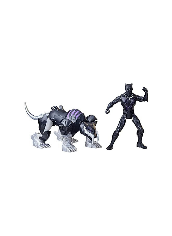 Marvel Mech Strike Mechasaurs, 4-Inch Black Panther with Sabre Claw Action Figures, Super Hero Toys for Kids Ages 4 and Up