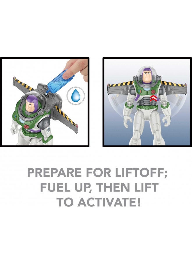 Mattel Disney and Pixar Lightyear 12-in Action Figure with Vapor Effect & Sounds, Buzz Lightyear Jetpack Liftoff Toy