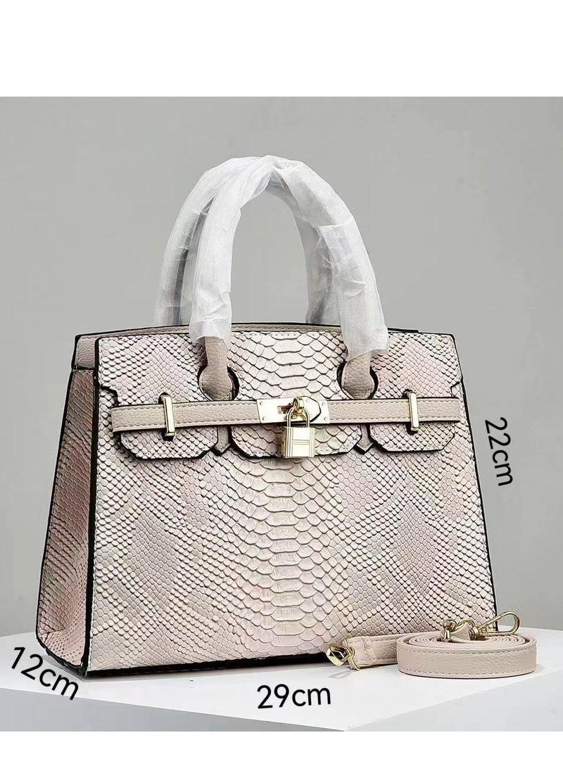 Women's Lizard Skin Pattern Tote Bags, Satchels Purses,Crossbody Bag - Pink