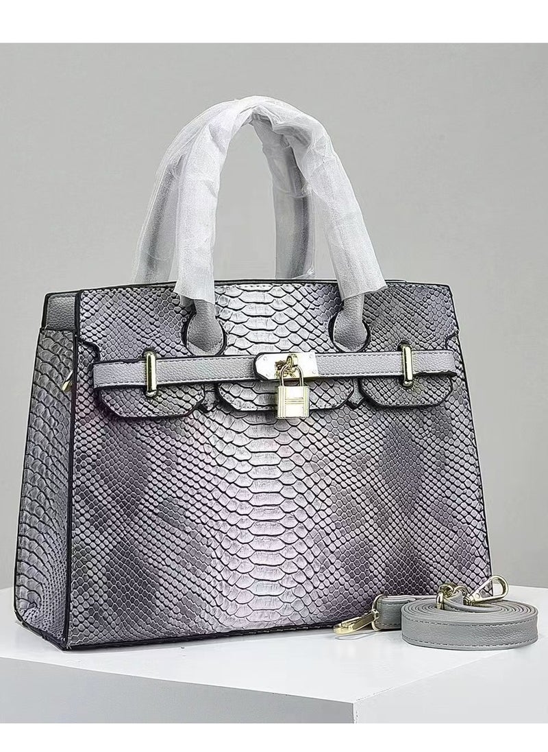 Women's Lizard Skin Pattern Tote Bags, Satchels Purses,Crossbody Bag - Grey