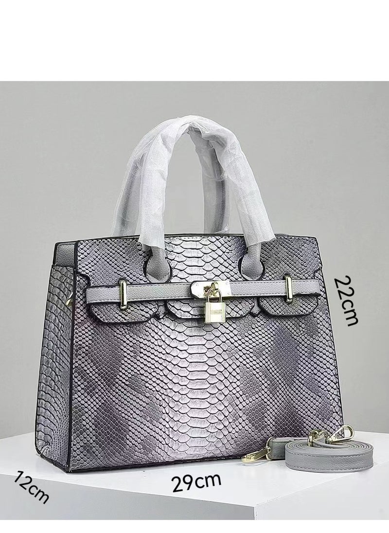 Women's Lizard Skin Pattern Tote Bags, Satchels Purses,Crossbody Bag - Grey