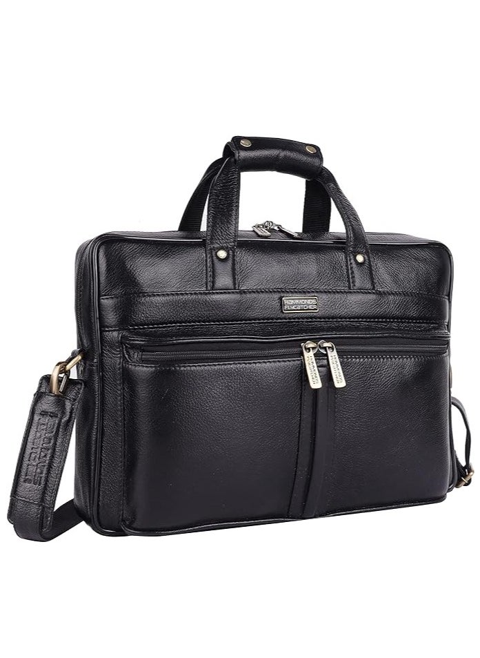 Leather Office Bag for Men - Laptop Bag for Men  | Black |  LB102_BLK | 32YJ